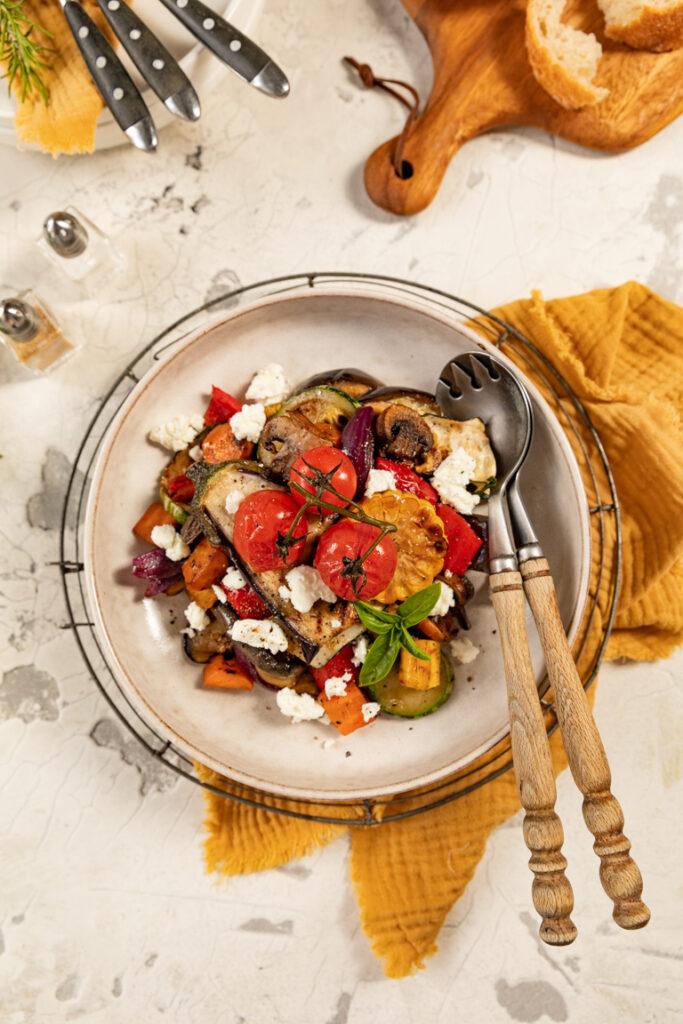 Einfacher Grillgemuese Salat mit Feta gemacht nach einem Rezept von Verena Pelikan