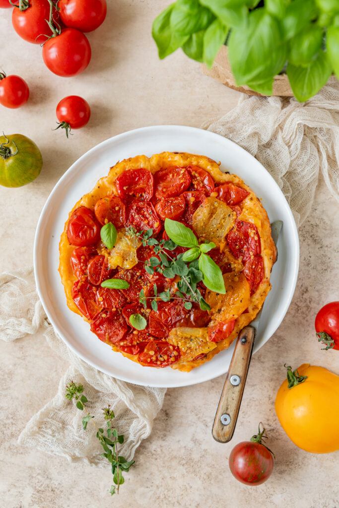 Tomaten Tarte Tatin mit Muerbteig gemacht nach einem Rezept von Verena Pelikan